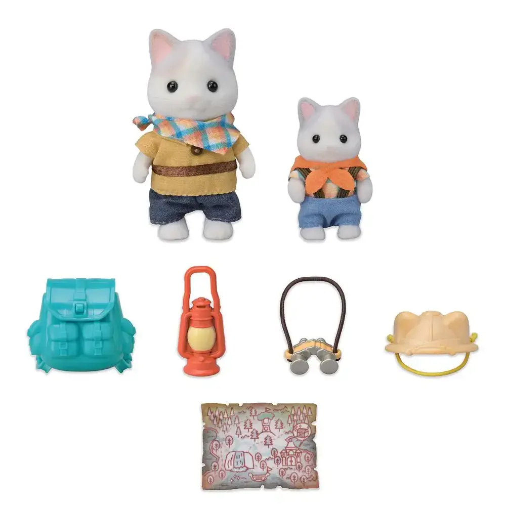 Sylvanian Families Exploration Set Latte Cat Brother and Baby